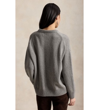 Polo Ralph Lauren Siva volnena majica z okroglim izrezom
