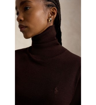 Polo Ralph Lauren Br?zowy sweter we?niany z rolowanym ko?nierzem