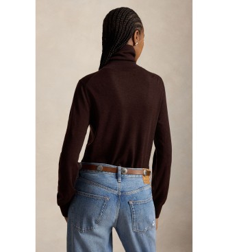 Polo Ralph Lauren Br?zowy sweter we?niany z rolowanym ko?nierzem