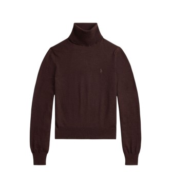Polo Ralph Lauren Br?zowy sweter we?niany z rolowanym ko?nierzem