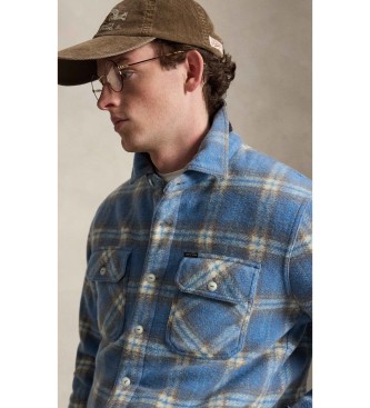 Polo Ralph Lauren Overhemd van gevilte wol en blauw geruit