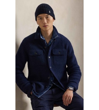 Polo Ralph Lauren Giacca-camicia in misto lana infeltrita blu navy