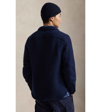 Polo Ralph Lauren Giacca-camicia in misto lana infeltrita blu navy
