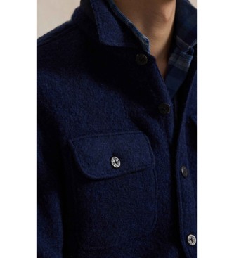 Polo Ralph Lauren Giacca-camicia in misto lana infeltrita blu navy