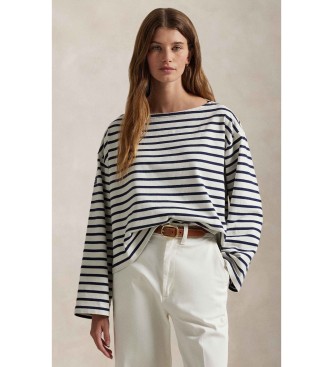 Polo Ralph Lauren Navy blue striped T-shirt with boat neckline