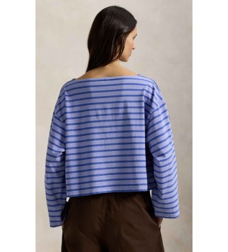 Polo Ralph Lauren Blauw T-shirt met strepen en boothals