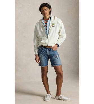 Polo Ralph Lauren Felpa con cappuccio dalla vestibilit� comoda, color bianco sporco, ricamata.