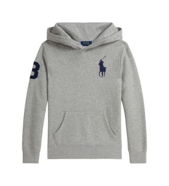 Polo Ralph Lauren Pulover s kapuco iz flisa z velikim Ponyjem, siv
