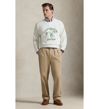 Polo Ralph Lauren Bluza polarowa z grafiką w stylu vintage w kolorze złamanej bieli