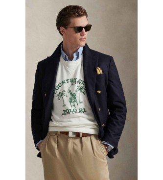 Polo Ralph Lauren Bluza polarowa z grafiką w stylu vintage w kolorze złamanej bieli