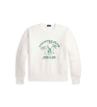 Polo Ralph Lauren Bluza polarowa z grafiką w stylu vintage w kolorze złamanej bieli