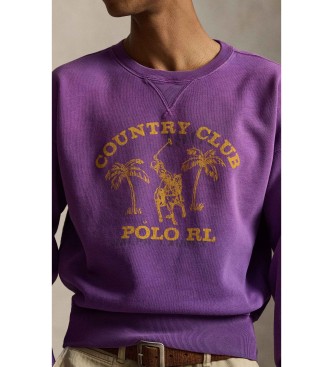 Polo Ralph Lauren Felpa in peluche con grafica vintage color lilla