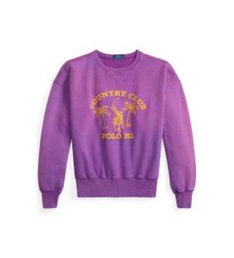 Polo Ralph Lauren Felpa in peluche con grafica vintage color lilla