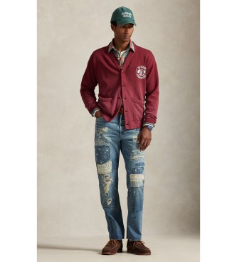 Polo Ralph Lauren Fleece sweatshirt met bordeauxrode vintage afbeeldingen