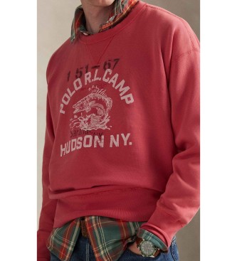 Polo Ralph Lauren Czerwona bluza polarowa z grafiką w stylu vintage
