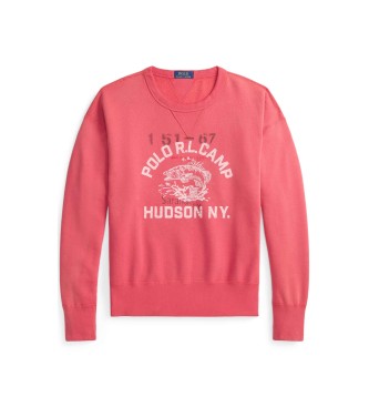 Polo Ralph Lauren Czerwona bluza polarowa z grafiką w stylu vintage