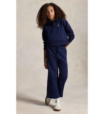 Polo Ralph Lauren Marinblå sweatshirt i dubbelstickat med rak passform