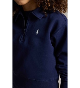 Polo Ralph Lauren Marinblå sweatshirt i dubbelstickat med rak passform