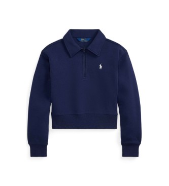 Polo Ralph Lauren Marinblå sweatshirt i dubbelstickat med rak passform