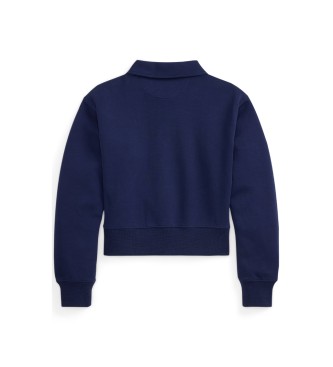 Polo Ralph Lauren Marinblå sweatshirt i dubbelstickat med rak passform