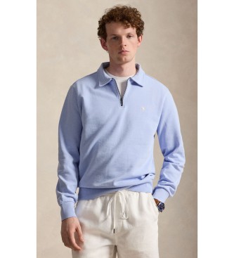 Polo Ralph Lauren Felpa in spugna con zip corta blu