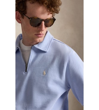 Polo Ralph Lauren Felpa in spugna con zip corta blu