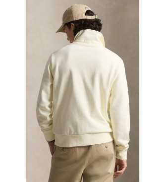 Polo Ralph Lauren Felpa in spugna con zip corta bianco crema