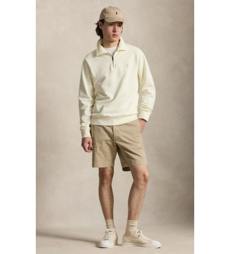 Polo Ralph Lauren Felpa in spugna con zip corta bianco crema