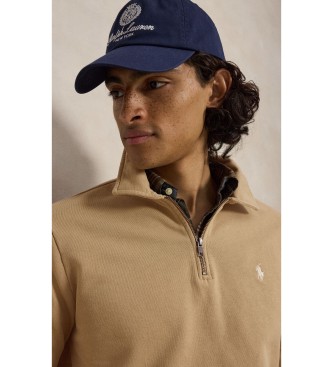 Polo Ralph Lauren Felpa in spugna con zip corta beige
