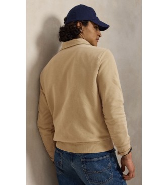 Polo Ralph Lauren Felpa in spugna con zip corta beige