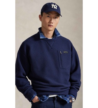 Polo Ralph Lauren Felpa in pile blu navy dalla vestibilit� rilassata
