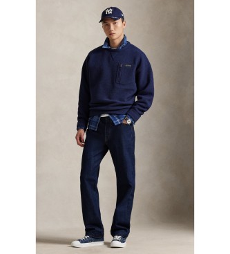 Polo Ralph Lauren Felpa in pile blu navy dalla vestibilit� rilassata