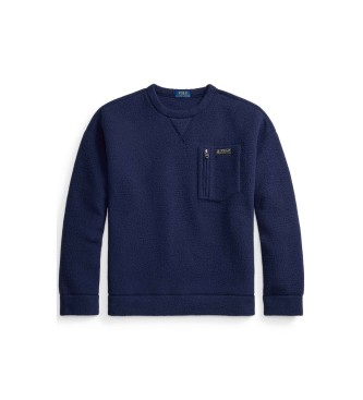 Polo Ralph Lauren Felpa in pile blu navy dalla vestibilit� rilassata