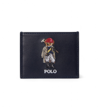 Polo Ralph Lauren Usnjeni nosilec kartic z mornarsko modro črto Bear Polo