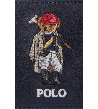 Polo Ralph Lauren Usnjeni nosilec kartic z mornarsko modro črto Bear Polo