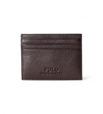 Polo Ralph Lauren Nosilec kartic iz rjavega zrnatega usnja