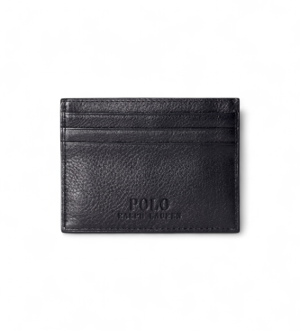 Polo Ralph Lauren Nosilec kartic iz črnega zrnatega usnja