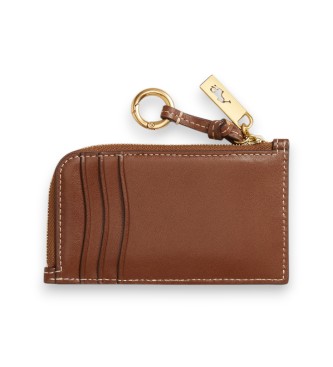 Polo Ralph Lauren Portacarte Polo ID in pelle con cerniera marrone