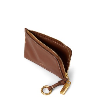 Polo Ralph Lauren Portacarte Polo ID in pelle con cerniera marrone