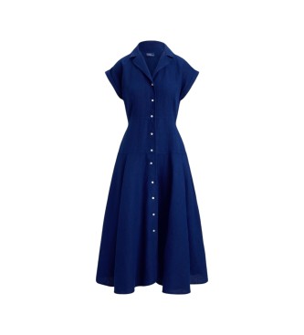 Polo Ralph Lauren Vestido tipo camisa de linho com manga curta marinho