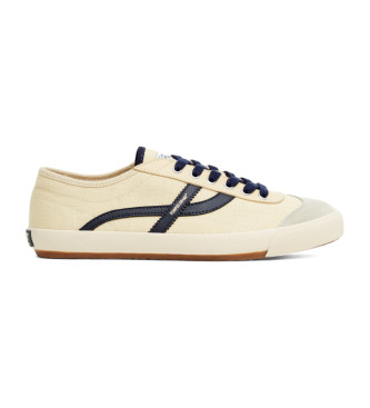 Pompeii Beige Turnschuhe aus Canvas-Leder