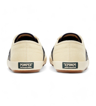 Pompeii Beige Canvas leather trainers