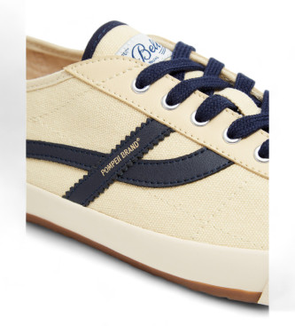 Pompeii Beige Canvas leather trainers