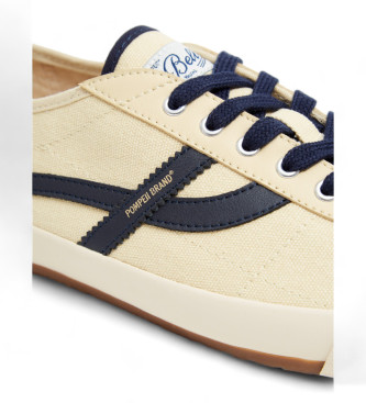 Pompeii Beige Turnschuhe aus Canvas-Leder