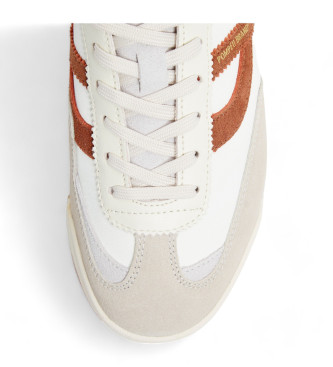 Pompeii Retro Multi Raisin leather trainers white