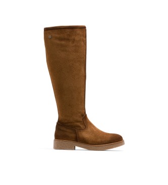 Porronet Bottes hautes en cuir avec fermeture clair Duna marron