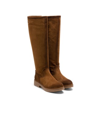 Porronet Bottes hautes en cuir avec fermeture clair Duna marron