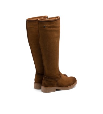 Porronet Bottes hautes en cuir avec fermeture clair Duna marron