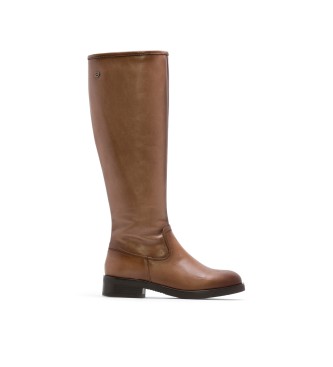 Porronet Elba taupe Leather High Boots With Zip Elba taupe