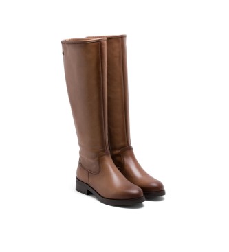 Porronet Elba taupe Leather High Boots With Zip Elba taupe